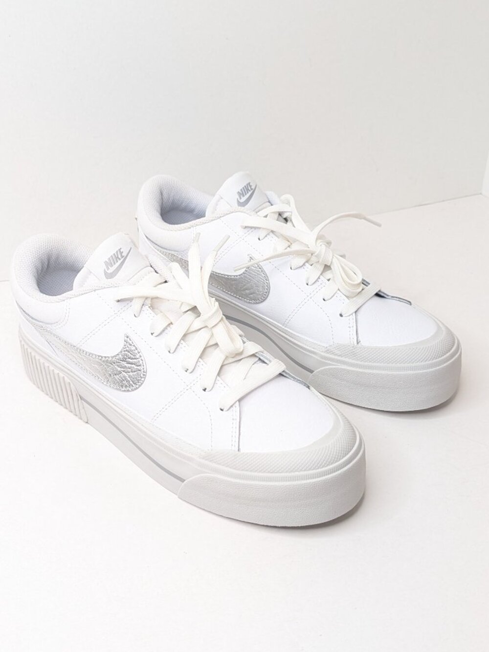 Nike Court Legacy Lift Sneakers White Silver Women's 9.5